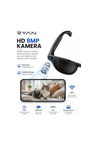 Yapay Zeka Destekli Kameralı Akıllı Güneş Gözlüğü Anlık Çeviri Fotoğraf Video Bluetooth Müzik Sesli Görüşme Ry-aıg01