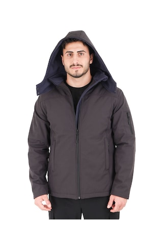 Zenobya Kapitone Softshell Erkek Kaban - Astarlı Antrasit