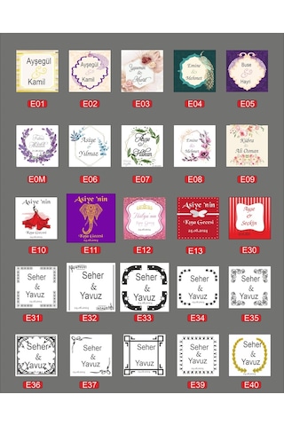 Zemzemreklam Süs Etiketi Söz Nişan Doğum Günü Mevlid 96 Adet