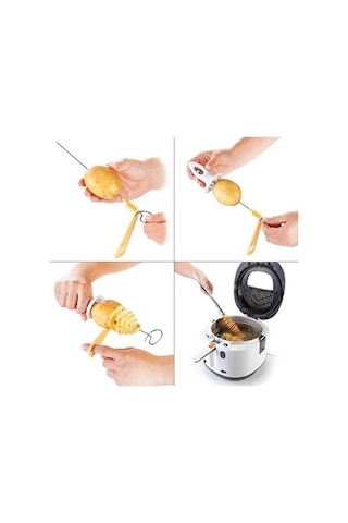 Spiral Patates Dilimleyici Aparat Çubukta Patates Cips Yapma Beyaz