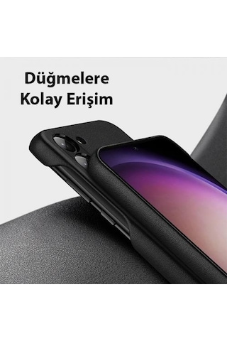 Coofbe Pu Deri Parmak İzi Bırakmaz Samsung Galaxy Uyumlu S23 Kılıf Zarif Tasarım Tam Koruma