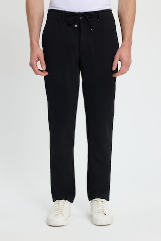 Tudors Erkek Slim Fit Dar Kesim Beli Lastikli Bağcık Detaylı Siyah Pantolon-41665 Siyah