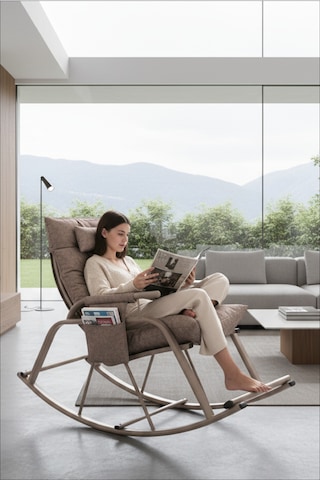 Lumis Garden Sallanan Sandalye, Metal Ayaklı Tv Koltuğu, Sallanan Tekli Koltuk Kahverengi