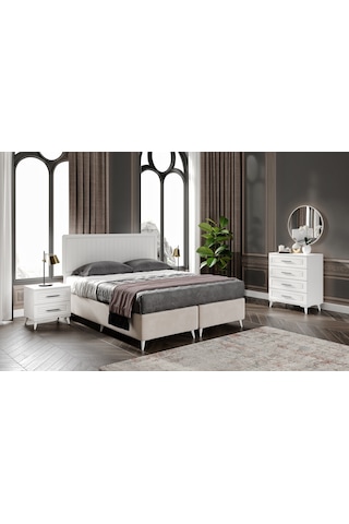 Paris 6 Kapaklı Komple Mdf Beyaz Gardırop