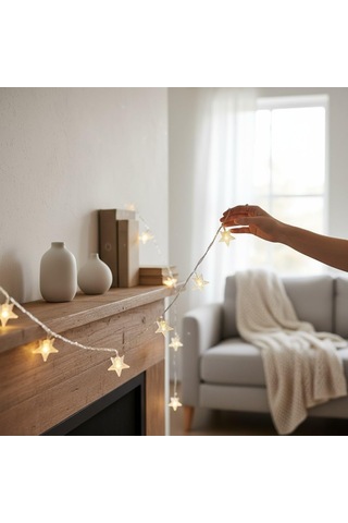 Led Işıklı 28'li Yıldız Işık Zinciri Dekoratif Fişli Aydınlatma Ev Dekorasyonu Süsleme Salon Oda Merdiven Balkon Süslemeleri İçin Yılbaşı Eğlence Doğum Günlerine Özel Aydınlatma 50 Metre