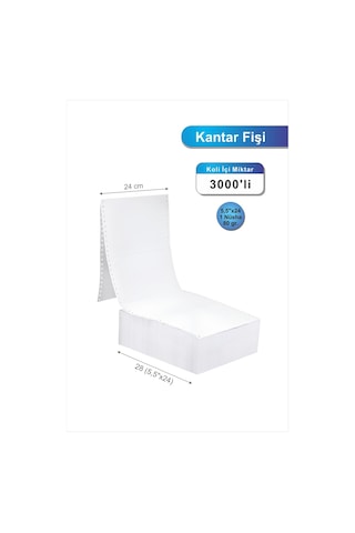 5,5x24 Kantar Fişi 80 Gr. 3000 Adet , Beyaz Otokopili Sürekli Form 5,5x24 Cm