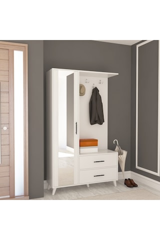 Afillibebek Tamamı Mdf Oslo Kapaklı Ve Aynalı Portmanto Ayakkabılık