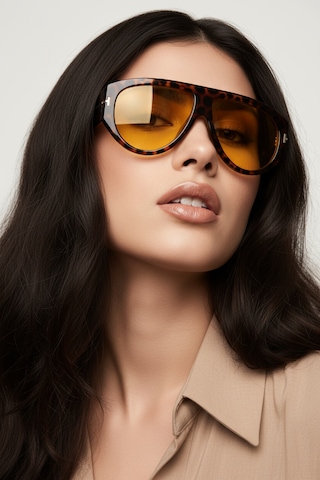 Retro Turuncu Lens Leopar Desen Gözlük Leopar - Siyah
