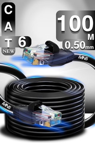 MN6 M106 100 metre ethernet kablo/UTP 0.50mm Cat6 Iki Kat Korumalı/Dış Mekan/100 Metre Cat6 kablo