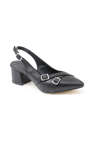 Nesilshoes Nesil Shoes Tam 183 Siyah Kalın Topuklu Kadın Sandalet