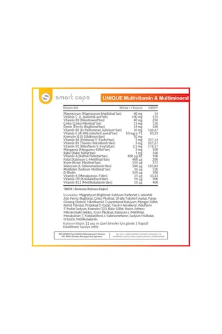 Smart Caps Unique Multivitamin Multimineral 30 Kapsül