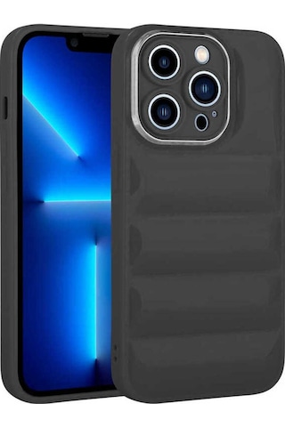 Apple Uyumlu iPhone 12 Pro Max Kılıf Kamera Korumalı Parlak Airbag'li Zore Galya Kapak Siyah