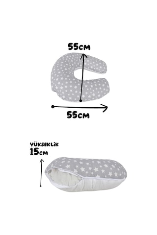 Çift Taraflı Bebek Emzirme Yastığı, Destek Minderi, Hamile Yastığı %100 Pamuklu Kumaş 001