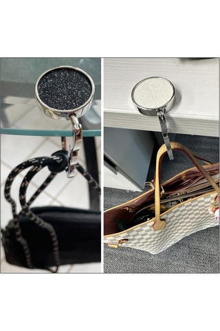 Suofeng Zinc Alloy Çiftlü Katlanabilir Çanta Kanca - Masa/ofis İçin, Kaymazsız, Taşınabilir, Siyah - Restoran Ve Çalışma Ortamları İçin Uygun