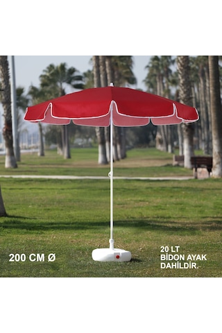 Bordo Plaj Şemsiyesi 200 CM Bidon Ayak Dahil