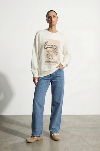 Quzu 26yswt01737 Baskı Detaylı Kadın Sweatshirt Ekru