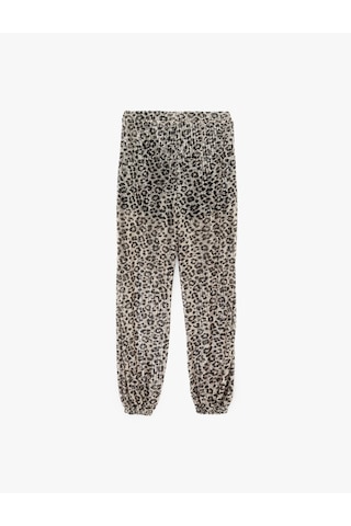 Koton Yüksek Bel Astarlı Yarı Transparan Leopar Desenli Harem Pantolon Bej Desenli 6sak40008uk Ekru