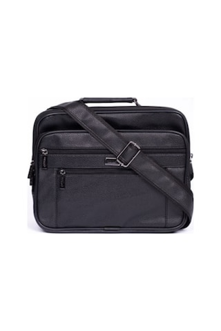 Moda Çanta Büyük Boy Bu-45 Erkek Siyah Suni Deri Askılı Çanta