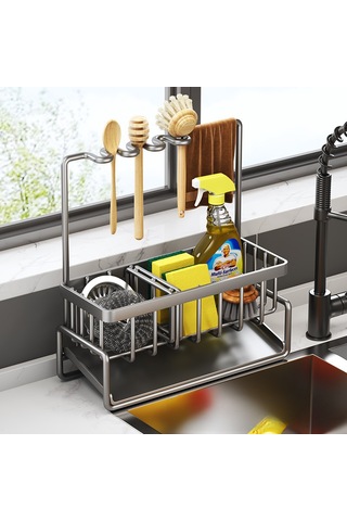 Mufunye Sıvı Toplayıcılı Süpürge, Sprey Ve Temizlik Bezi Depolama Rakası Ev Mutfak Lavabo Organizerı Ayarlanabilir Siyah Model Diğer