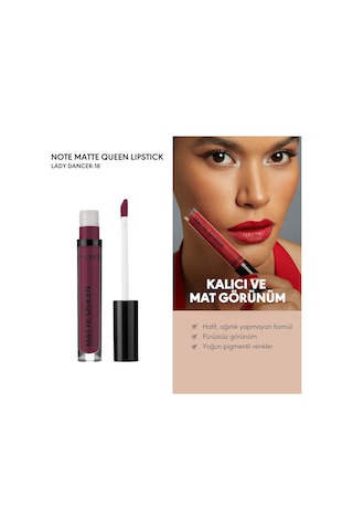 Note Cosmetics Matte Queen Lipstick 18 Lead The Heart Kalıcı Likit Ruj, Mor Sku: Smg8690010463289