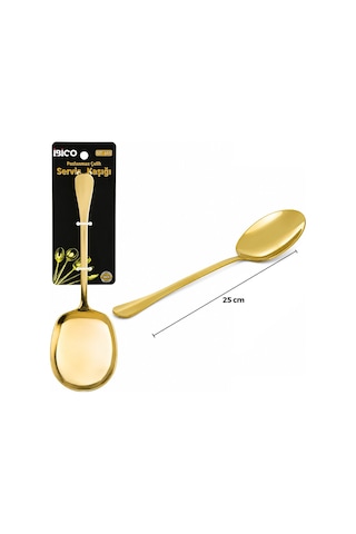 İbico İ22-445 Altın Gold Metal Servis Kaşığı 25 Cm- 12'li Paket