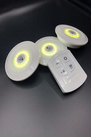 3lü Uzaktan Kumandalı Yapışkanlı Kablosuz Led Spot Lambalar Siyah