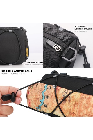 Moveevo Siyah 2.4l Bisiklet Ön Çantası, 160g Hafif, Poliester, Ayarlanabilir Askı, 24.5x10cm, Arabaya/bisiklete Uygun Siyah