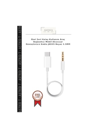 Özel Seri Kolay Kullanım Araç Bağlantısı Mobil Aksesuar Dönüştürücü Kablo Jh035 Beyaz 3.5mm