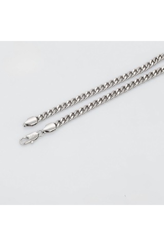 Platin Kaplama Klasik Gurmet Zincir Kolye / 55 Cm Silver