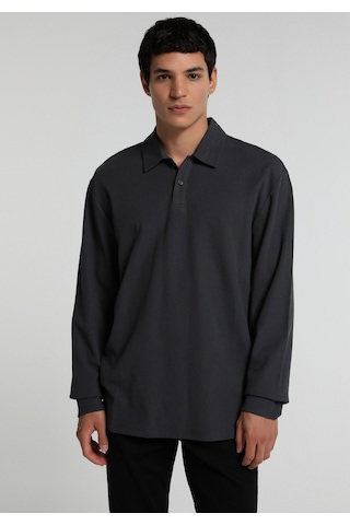 Colin's Colins Relaxed Fit Polo Yaka Düz Erkek Antrasit Uzun Kol Tişört Cl1080572 Q1.v2 Ant