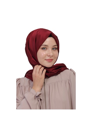 Çift Taraflı Düz Jakar Şal Parlak & Mat Dokulu, Özel Gün Şalı, Düz Renk Bordo