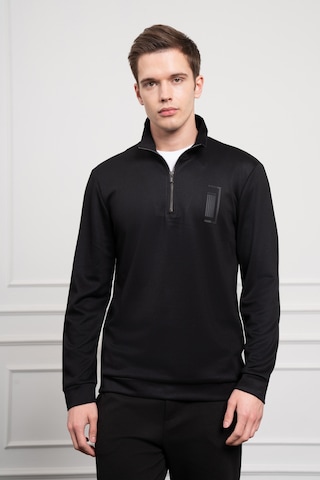 Morven Erkek Siyah Femuarlı Bato Yaka Dynamic Fit Rahat Kesim Sweatshirt 25ms063001001 Siyah Siyah