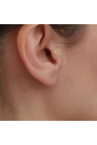 14 Ayar Altın Çapa Ve Duman Tragus Piercing Sarı