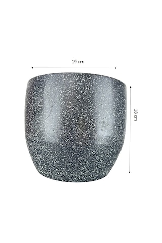 Bitki Tasarımı Ev Dekorasyon Aksesuar Gri Granit Toprak Saksı Saksılık Salon Çiçeklik - 19 CM