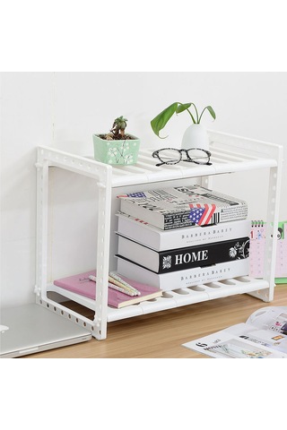 Monyee Beyaz Çelik Genişletilebilir Alttan Lavabo Rafı, 2 Katlı Mutfak Dolap Organizatörü, Çeşitli Eşyaları Saklamak İçin Mekan Tasarrufu Sağlar Beyaz