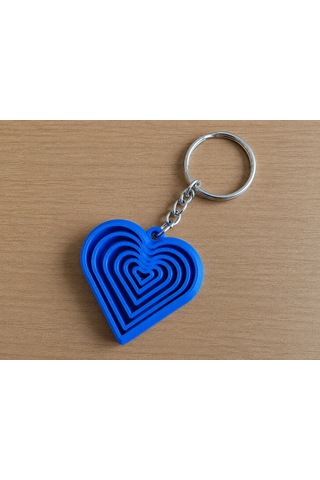 3d Baskı Kalp Fidget Anahtarlık - Hareketli Gerginlik Oyuncağı Ve Çanta Süsü-mavi