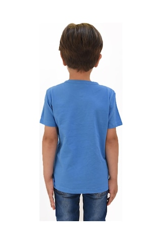 Luess Erkek Çocuk Nakış Detaylı Hakim Yaka Tshirt-mavi Mavi