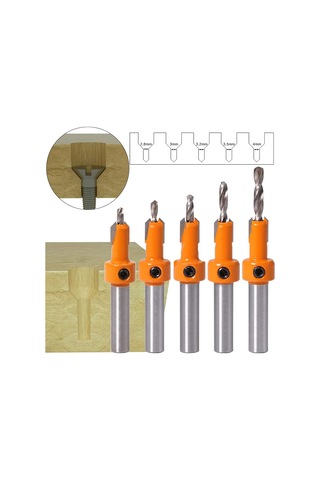 Jinchao-router Bitleri, 1pcs 8mm Shank Counterk Router Bit Set Vidalı Çıkarma Yıkımı Freze Kesici, Ev Ve Dıy Renk: 5pcs
