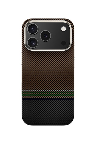 Apple Uyumlu iPhone 17 Pro Kılıf M-safe Özellikli Karbon Fiber Benks Prestige Armorpro Kevlar Kapak Gold