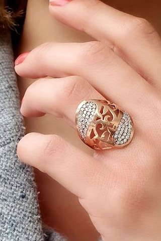 Zirkon Taşlı 925 Ayar Gümüş Rose Yüzük 19