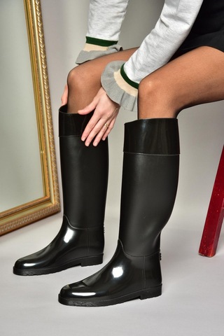 Fox Shoes T858712109 Siyah Yağmur Çizmesi Siyah-Suni Deri