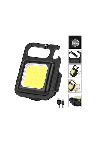 Janva Çok Fonksiyonlu Mini Led, Anahtarlı El Feneri, Flash, Mıknatıslı , Su Geçirmez, Şişe Açacaklı Usb Siyah