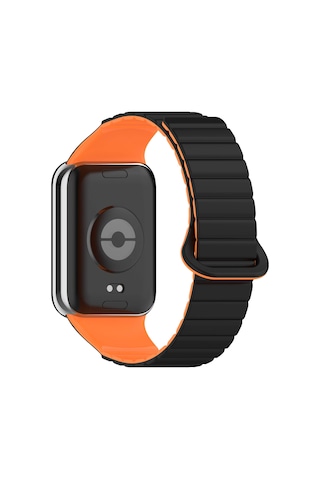 Ekılıf - Xiaomi Redmi Watch 4 Uyumlu - Kordon Silikon Kordon Strap Kayış Krd-105 - Beyaz-siyah