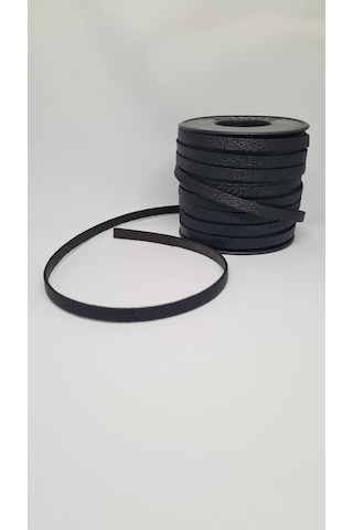 Hakiki Deri Biye 5 Mm 15 Metre Deri Şerit Ve Aksesuar İpi Siyah