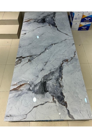 10 Adet 60x30 Gri Beyaz Mermer Desenli Kendinden Yapışkanlı Duvar Paneli