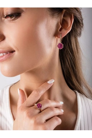 Lamponi Gümüş 925, 585 Altın Kaplama Spinel Ve Sirkon Taşlı Küpeler 18643135 Altın