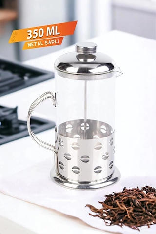French Press - Filtre Kahve Ve Bitki Çayı Demliği 350 Ml Silver