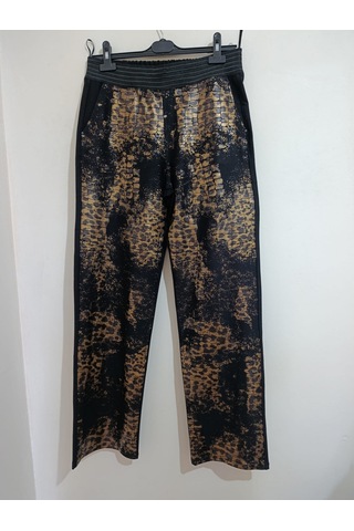 Anne Moda Ankara Kadın, Yüksek,bel,esnek,şık,ışıltılı,büyük Beden Pantolon Altın - Siyah