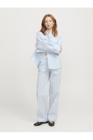 Jack & Jones Kadın Çizgili Poplin Pantolon - Ava - 12269630 Cashmere Blue