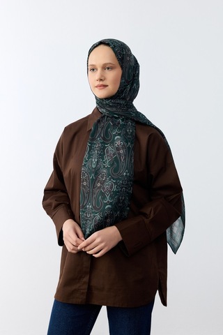 Mirsoy Scarf Asya Etnik Desen Şal Yeşil
